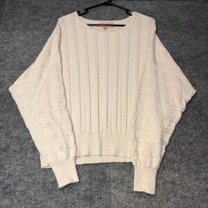 Philosophy Sweater Womens XL Cream Excellent Cable Knit Dolman Sleeve Crew Neck